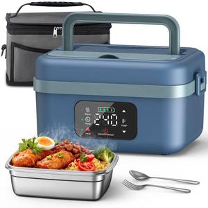 VASG Heated Lunch Box for Adults, 16000mAh Cordless Rechargeable Electric Lunch Box with 1L Stainless Steel Container, Portable Self-Heating Food Warmer for Work, Construction, Office & Travel Turns On