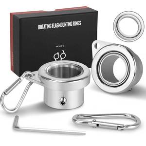 lot 12202 image: FLAG WIN Aluminum Alloy Flagpole Ring Set with Plastic Bearings 2 Pack, Anti Wrap 360°Rotating Flag Mounting Ring Spinning Flag Pole Kit with Carabiner for 0.71-1.00 Inch Diameter Flagpole(Silver)