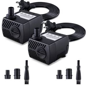 lot 12203 image: CWKJ Fountain Pump, 2 Packs 80GPH(4W 300LH) Submersible Water Pump, Durable Outdoor Fountain Water Pump with 7.2ft��2.2m�� Power Cord, 3 Nozzles for Aquarium, Pond, Fish Tank, Water Fountain Pump