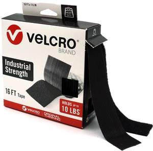 lot 12217 image: VELCRO Brand Heavy Duty Tape  16 Foot Roll  Strong Sticky Back Adhesive Holds up to 10 lbs  Industrial Strength Fasteners for Indoor or Outdoor Use  1-12in Width, Black (VEL-30838-USA)