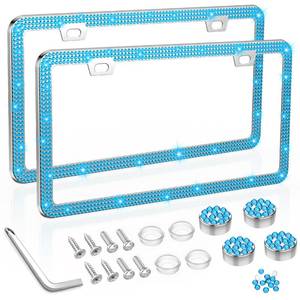 lot 12220 image: SHARE&CARE Bling License Plate Frame, Crystal License Plate Cover, Car License Plate Holder with Rhinestone Crystal Diamond Screw Set - 2 Pack (Blue)