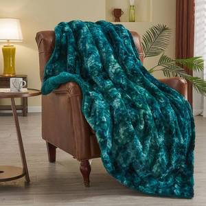 lot 12250 image: NEWCOSPLAY Super Soft Faux Fur Throw Blanket for Couch Tie-dye Dark Teal Sherpa Fuzzy Plush Warm Blanket for Sofa Bed (Tie-dye Dark Teal, Throw(40x50))