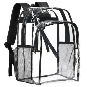 lot 12251 image: Vorspack Clear Backpack Heavy Duty - Transparent See Through Backpacks Extra Large Clear Bookbag for College Work Travel - Black