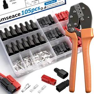 lot 12252 image: smseace 105Pcs Power Connectors with Crimping Tool 153045 Amp Power Connectors with PVC Cover 1.5-6mm� (20-10AWG) Quick Disconnect Terminals