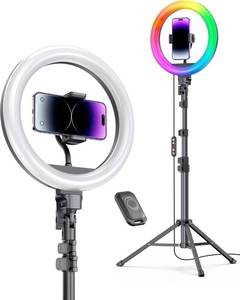 lot 13206 image: Weilisi 12 Ring Light with Stand 72 Tall & 2 Phone Holders,38 Color Modes Selfie Light with Tripod Stand, Big LED Ring Light for iPhoneAndroidCamera,YouTube,Makeup