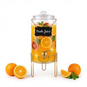lot 13210 image: Drink Dispensers for Parties 1 Gallon, Bevarage Dispenser with Stand,Glass Drink Dispenser With Stainless Steel Spigot  Marker & Chalkboard, Ideal for Lemonade,Juice, Tea, and Party Drinks