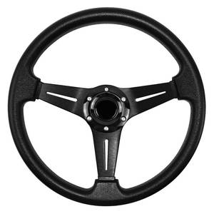 lot 13214 image: QYMOPAY Universal Racing Steering Wheel, 13.8 Inch 6 Bolt Anti-Slip Leather and Aluminum Gaming Steering Wheel with Horn Button for RacingCar Sim DrivingJDM Sports Racing Steering Whee black