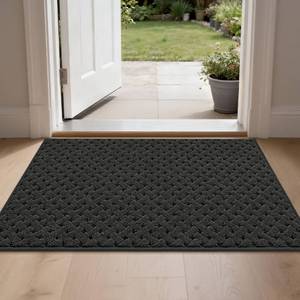 lot 14319 image: BEQHAUSE Dirt Trapper Door Mat Non-Slip Entryway Rugs Stain Resistant Absorbent Dog Doormats Woven-Look Washable Welcome Floor Doormat For Front Back Door, Dirty Wet Shoes & Paws, 24 x 36, Dark Grey