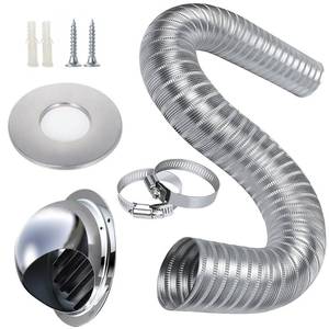 lot 14327 image: KUNBEIEN Pellet Stove Fresh Air Intake Kit, 2 x 60 Pellet Stove Pipe, External Breathable Rain Cover and Screw Hose Clamps