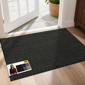 lot 14334 image: JSEI Dirt Trapper Door Mat 24x36, Non-Slip Entryway Rugs Doormat Indoor, Washable Absorbent and Stain Resist Welcome Floor Mat for Front Door, Dog Door Mat, Dirty Wet Shoes & Paws, Dark Grey
