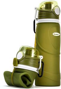 lot 14370 image: Kemier Collapsible Silicone Water Bottles-750ML,Medical Grade,BPA Free.Can Roll Up,26oz,Leak Proof Foldable Sports & Outdoor Water Bottles (Green)