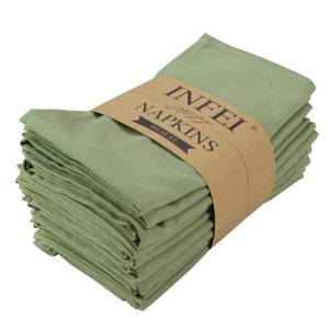 lot 14387 image: INFEI Solid Color Cotton Blended Dinner Cloth Napkins - Set of 12 (17 x 17 inches) - for Events & Home Use (Olive Green)