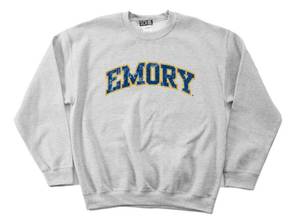 lot 14418 image: NCAA Emory Eagles 5050 Blended 8-Ounce Vintage Arch Crewneck Sweatshirt, Small, Sport Grey