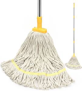 lot 14433 image: Indoor Mop with Strings for Floor Cleaning, Cotton Mops with 59�� Long Handle Household String Mop for Hardwood Wood Tile Floors Cleaning,1 Mop Handle & 1 Cotton Mop Head