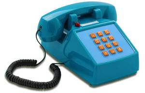 lot 15333 image: Opis PushMeFon Cable The Landline Phone for Home in Retro Style - Non Electric Vintage Push Button Telephone for Landline Connections in Light Blue