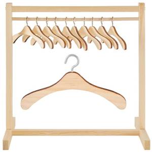 lot 15349 image: Civaner 11 Pcs Doll Garment Rack with Wooden Clothes Hanger for 18 Inch Girl Doll Clothes Mini Hangers Wardrobe Furniture Accessories for Dollhouse Baby Shower Supplies (Wood)