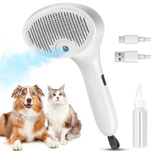 lot 16021 image: Pet Steam Brush for Dog & Cat, 4 in 1 Self Cleaning Cat Steam Brush for Shedding, Mist Spray Hair Removal Comb for Long Haired Pet Grooming, Effectively Prevents Flying Fur and Reduce Static