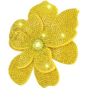 lot 16035 image: Merdia 3.74 Inches Rhinestone Camellia Flower Brooch Pins & Hair Clips for Women Elegant Created Crystal Lapel Pin Brooches Wedding Party Yellow
