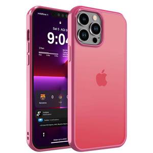 lot 16036 image: DEERLAMN Matte Case for iPhone 14 Pro 6.1-Inch, Anti-Fingerprint Drop Protection Shockproof Translucent Frosted Hard Back Slim Phone Cover, Hot Pink