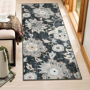 lot 16039 image: Beeiva Floral Laundry Room Rug, 2x5 Black Ultra Thin Kitchen Rugs and Mats Non Skid Washable, Vintage Front Door Rug Small Bedside Machine Washable Carpet for Entryway Bedroom Kitchen