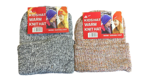 lot 16048 image: Childrens Warm Knit Winter Hats Set 12pk
