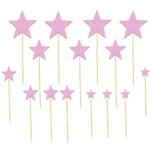 lot 16056 image: LcingTify 35 PCS Little Star Cupcake Toppers Glitter Twinkle Star Cupcake Picks Stars Party Decorations for Wedding Engagement Baby Shower Birthday Party Decorations Supplies Mixed Size Light Pink