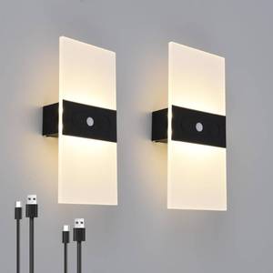 lot 16057 image: Clnutrieve Rechargeable Wall Sconces Set of 2,Magnetic Wireless Led Wall Lamp, 2200Mah Battery Operated Motion Sensor Wall Lights Indoor Dimmable with Switch for Bedroom,Living Room,Hallway,Stair