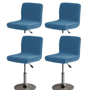 lot 16065 image: Bifaunvogel Bar Stool Covers with Back Velvet Slipcovers, Stretch Counter Height, Set of 4, Blue, Wrinkle-Resistant, Easy-Install