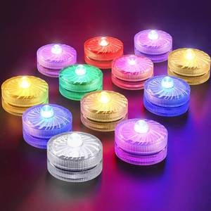 lot 16067 image: HL Submersible LED Light,RGB Small LED Light,100 Hours Waterproof Flameless Led Lights Battery Powered for Wedding Home Vase Festival Party Decoration 12pcs(Built-in 24 Batteries)