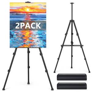 lot 16068 image: Easel Stand for Sign, Hemndic 66 Easels Stand for Painting Heavy Duty, Portable Travel Easel for Display (2 Pack)