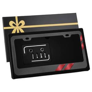 lot 16106 image: 3D Embossed Heavy Duty for Dodge License Plate Frame with Anti Theft Tamper Proof M6 Screws and Fastener Nuts, Black red stripes came off