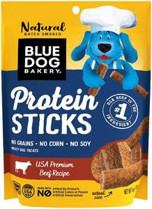 lot 16123 image: Blue Dog Bakery Protein Jerky Meat Sticks, Made wUSA Beef #1 Ingredient, Healthy Dog Treats, All Natural, 6 oz (Pack of 1)