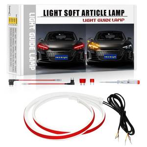 lot 16133 image: YM E-Bright Sequential Turn Signal Blinker Indicator Daytime Running DRL Led Strip Lights for Cars SUV Motorcycle Waterproof Flexible Dual Color Amber Red Flowing Switchback 12inch30CM