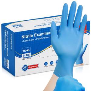 lot 16134 image: Schneider Nitrile Exam Gloves - M, 200-ct Box, Medical Grade Blue Disposable Gloves Latex Free, Rubber Glove for Cleaning, Cooking, Food Prep