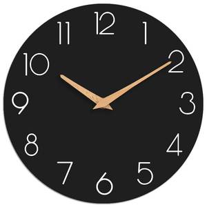 lot 16136 image: cicininc Wall Clock, Black Silent Non-Ticking, Decorative Battery Operated Wall Clocks for Bedroom, Kitchen, Home, Office, School, Hotel (8 Inch)