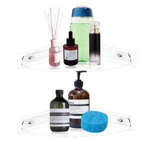 lot 16150 image: NUTNAPH Corner Shelves wall Mounted Home Decor Floating Shelves (Clear)