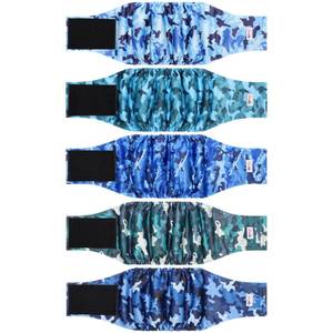 lot 16153 image: 5 Pack Dog Diapers Male Reusable, Premium Belly Bands for Male Dogs, High Absorbing Male Dog Pee Wraps for Doggie in Incontinence or Excitable Urination and Training Camouflage Pattern L