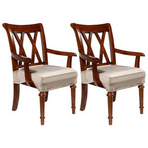 lot 16156 image: Havawish Large Dining Room Chair Seat Covers with Armrest Dining Chair Slip Covers Protectors(2 Pcs,Taupe)