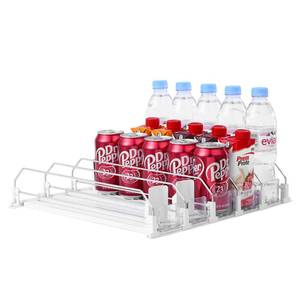 lot 17554 image: Drink Organizer for Fridge-White Automatic Pusher Glide,12oz 16oz 20oz-Soda Dispenser for Fridge-Holds up to 25 Cans