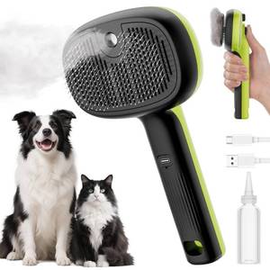lot 18372 image: Pecute Cat Steam Brush, Self-Cleaning Steam Cat Brush with 2 Water Spray Modes, Large Capacity Tank, Steaming Renu Dog Brush for Shedding Massaging Grooming, Cool Mist Only