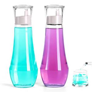 lot 18375 image: ZOBONETI Mouthwash Dispenser For Bathroom, Glass Mouth Wash Dispensers With Cup, Mouthwash Container Bottle Holder For AdultsKid, 8.8 OZ, Set Of 2