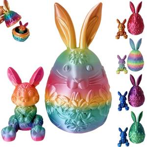lot 18404 image: JimZePong 3D Printed Easter Eggs with Bunny Inside, Prefilled Easter Bunny Egg Alternative, 3D Printed Articulated Rabbit Surprise Egg for Easter Hunt, Baskets & Spring Decor (1Egg��1Bunny)