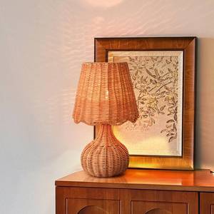 lot 18442 image: (No shade)Ziqqeelam Rattan Table Lamp for Bedroom, Boho Small Table Lamps for Bedside, Farmhouse Mini Small Table Lamps for Small Spaces for Kitchen Counter, Bookshelf, Nightstand, Bedroom, Kids Dorm
