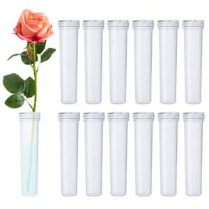 lot 18461 image: BEADNOVA Floral Water Tubes 2.8 Inch Plastic Water Tubes for Floral Flower Vials with Caps for Flower Arrangement Decoration (Clear, 20 Pcs)