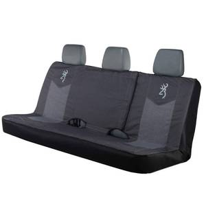 lot 19388 image: Browning Universal Low Back and Bench Seat Covers, Water and Dirt Resistant Car, Truck, and SUV Seat Covers, Chevron (Heather Black), Full Size Bench