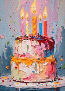 lot 19401 image: Birthday Cake Puzzles for Adults 1000 Pieces, Colorful Cake Art Puzzles Painting Puzzle, Happy Birthday Puzzle Food Challenging Jigsaw Puzzles