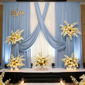 lot 19402 image: 10 ft x 12 ft Wrinkle Free Dusty Blue Backdrop Curtain for Parties, 2 Panels 12ft Polyester Dusty Blue Photo Backdrop Drapes for Graduation Birthday Wedding Party Stage Curtains