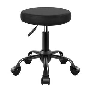 lot 19440 image: KKTONER Round Rolling Stool Height Adjustable Stool PU Leather Chair with Wheels Salon Spa Drafting stools Small (Black)