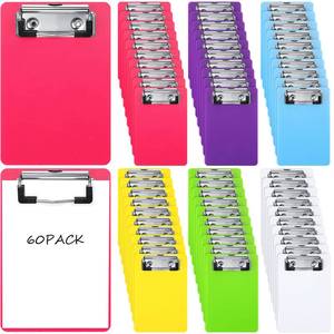 lot 19449 image: 60 Pack Bulk Mini Clipboards 4 x 6 Inch Memo Small Clipboards Colorful Plastic Check Presenters for Restaurants Pocket Small Notepads Receipts Tickets for Office Cafe Shopping List