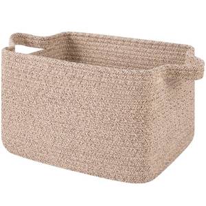lot 20206 image: OIAHOMY Woven Storage Basket for Shelves, Rectangle Cotton Rope Baskets for Organizing, 13 x 10 x 9 in, Storage Bins for Dog Toys,Towel,Books,Gift,Brown